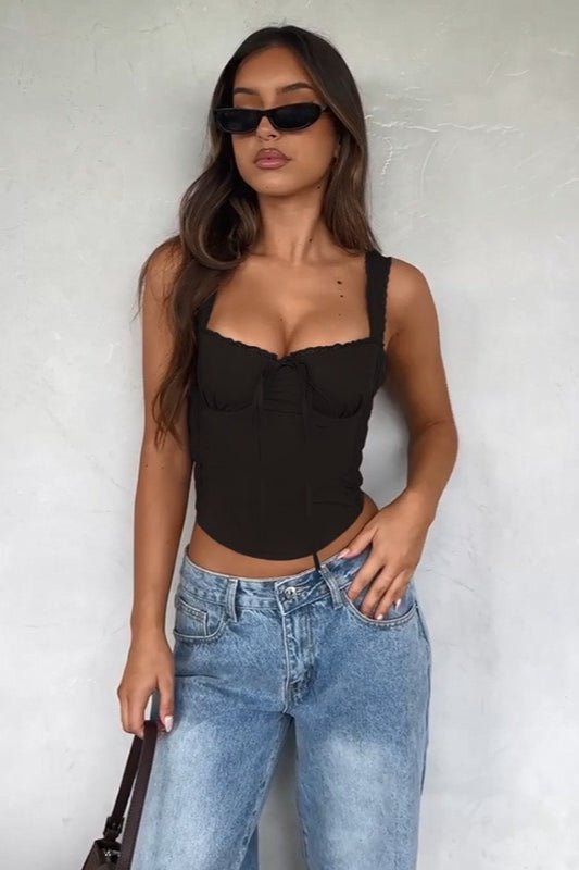 Top con spalline e bordi in pizzo Celeste