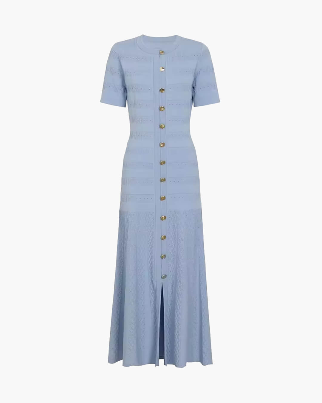 Abito midi Celeste in maglia a coste