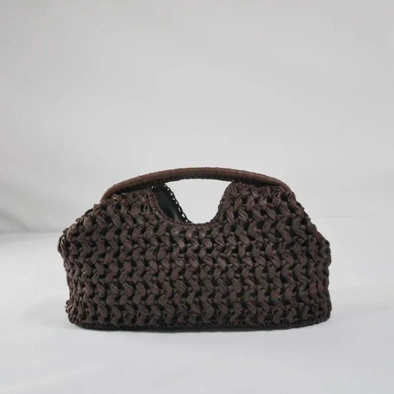 Pochette a conchiglia in paglia intrecciata Celeste