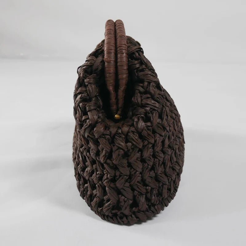 Pochette a conchiglia in paglia intrecciata Celeste