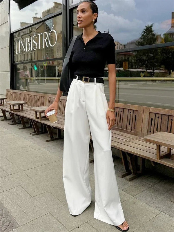 Pantaloni Celia a vita alta e gamba larga