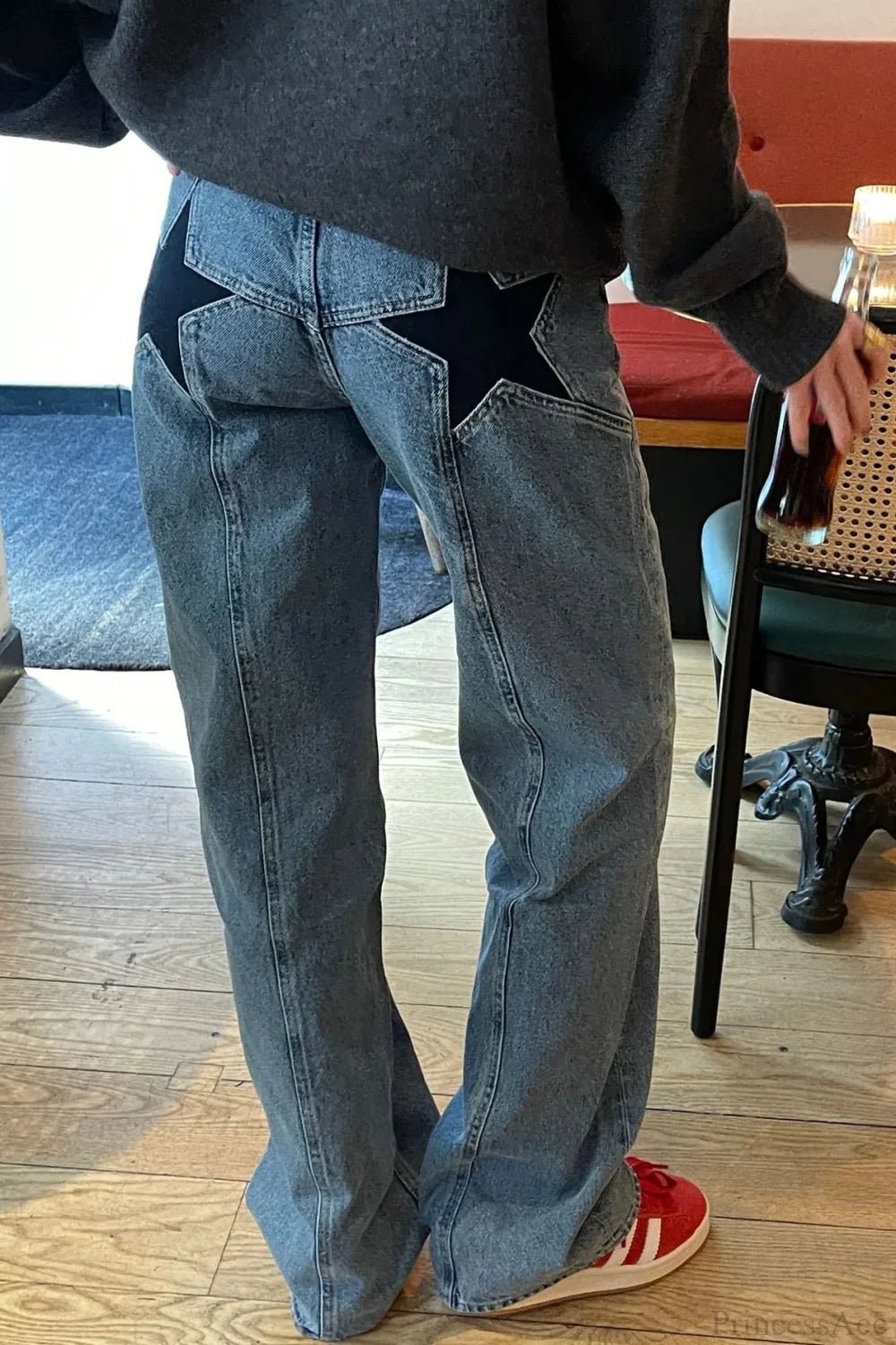 Jeans Charlize a blocchi di colore con motivo patchwork a stelle