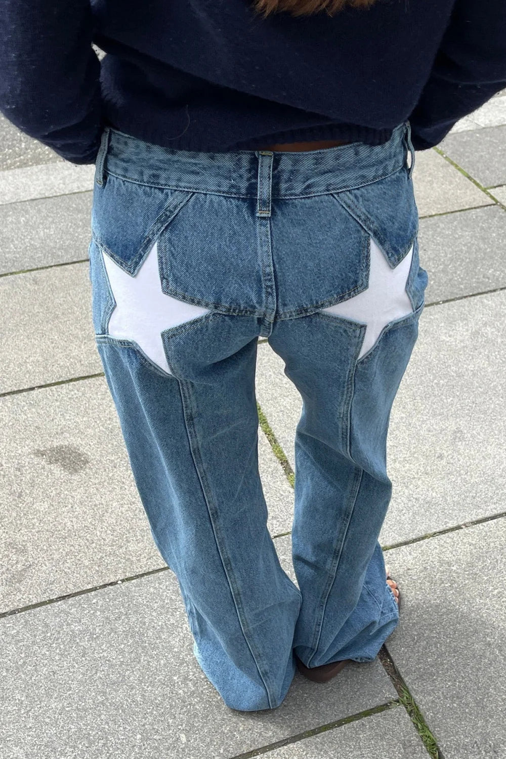 Jeans Charlize a blocchi di colore con motivo patchwork a stelle