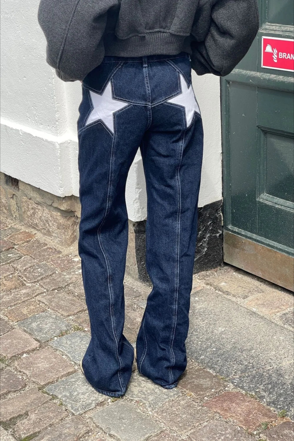 Jeans Charlize a blocchi di colore con motivo patchwork a stelle
