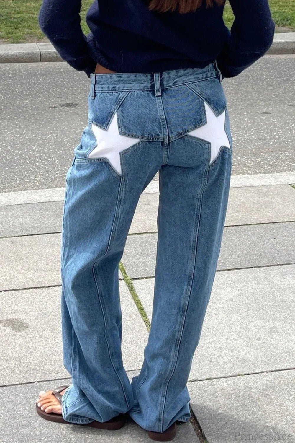 Jeans Charlize a blocchi di colore con motivo patchwork a stelle
