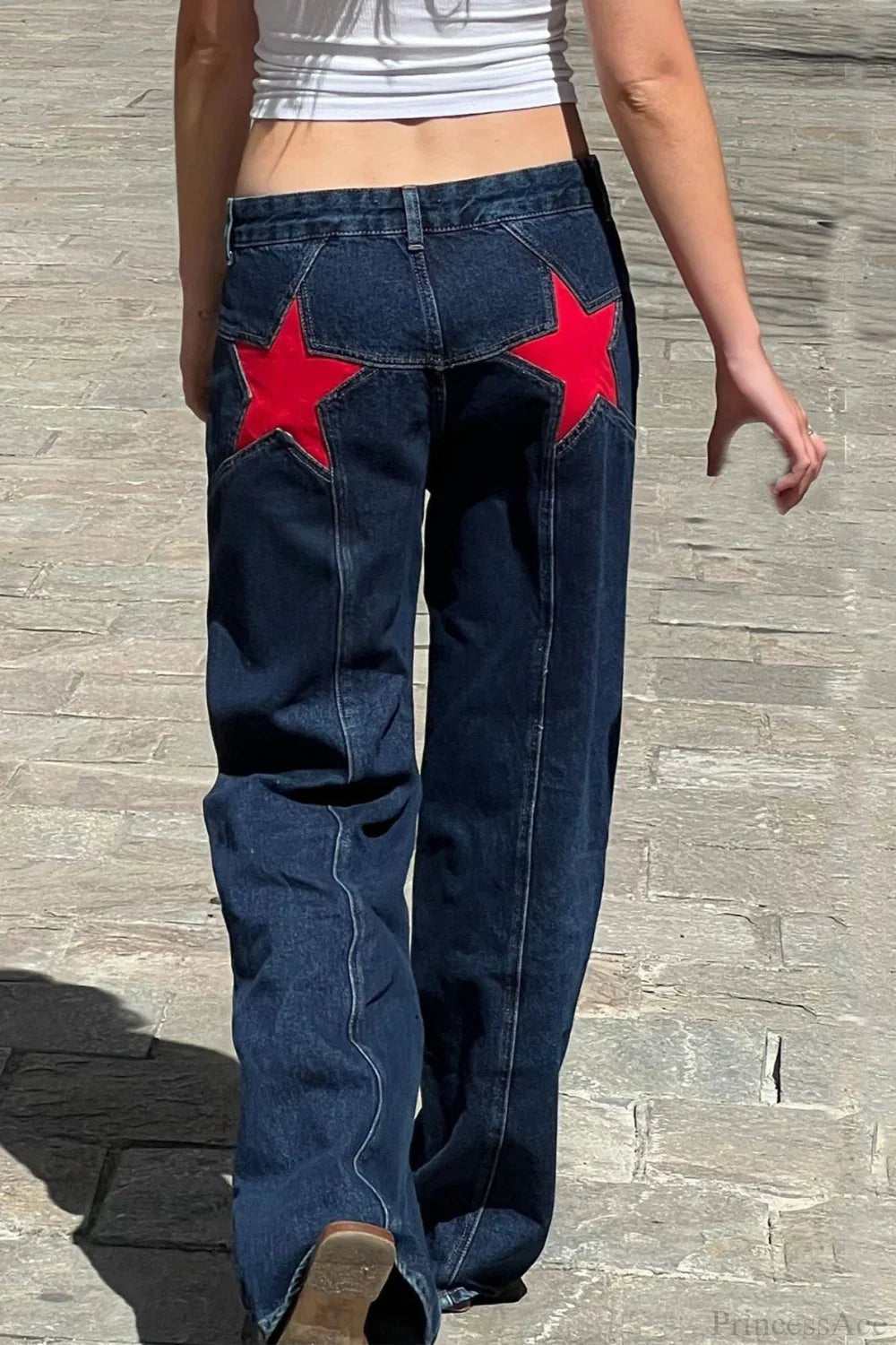 Jeans Charlize a blocchi di colore con motivo patchwork a stelle