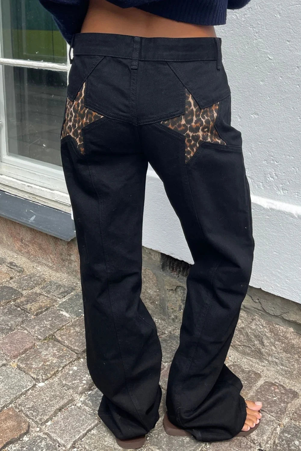 Jeans Charlize a blocchi di colore con motivo patchwork a stelle