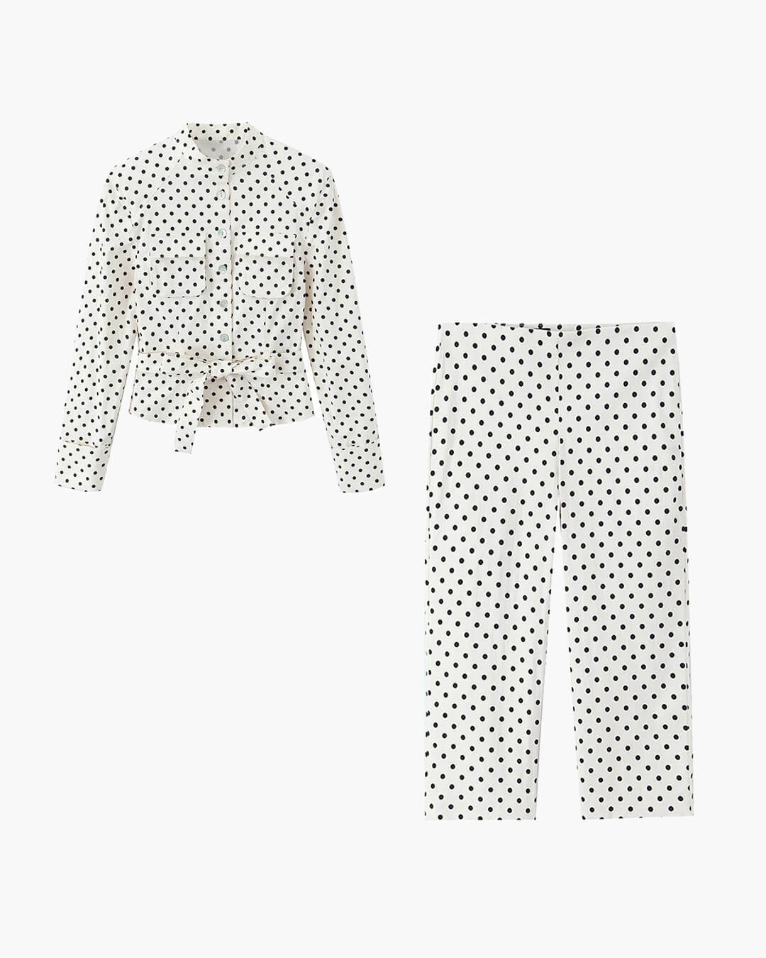 Completo Cherry con giacca a pois e pantaloni capri