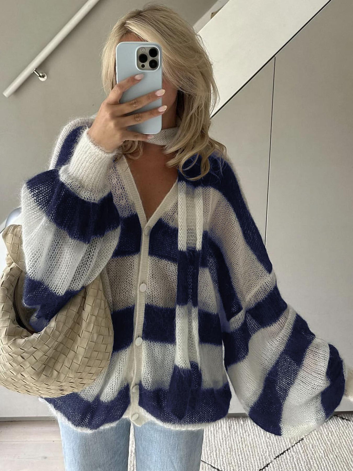 Cardigan ampio a righe Christel