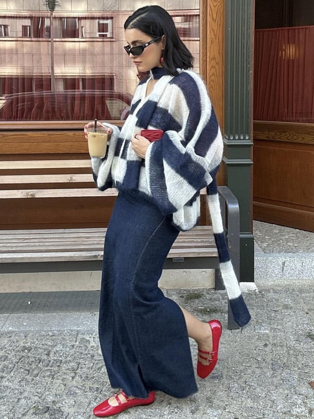 Cardigan ampio a righe Christel