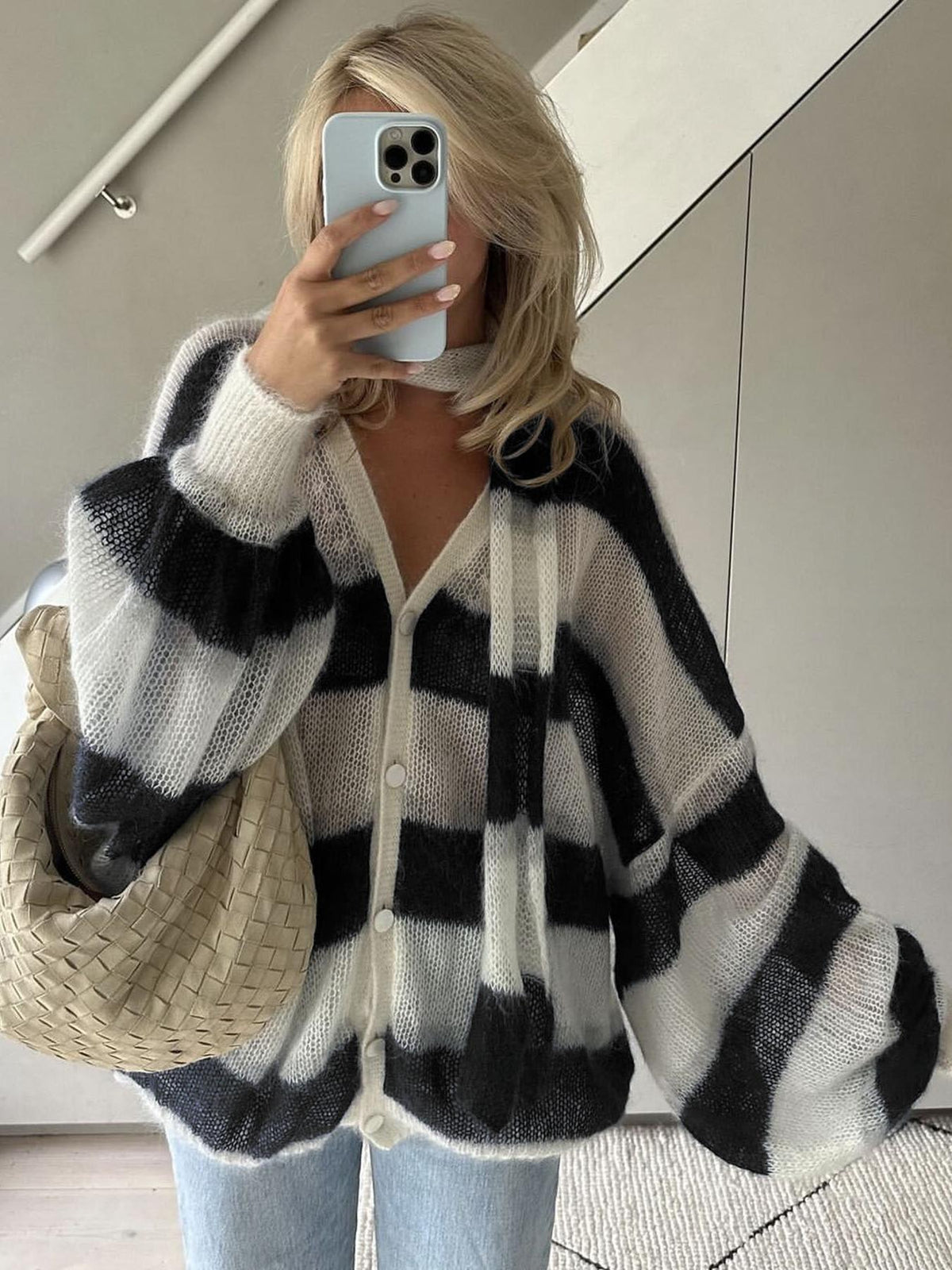 Cardigan ampio a righe Christel