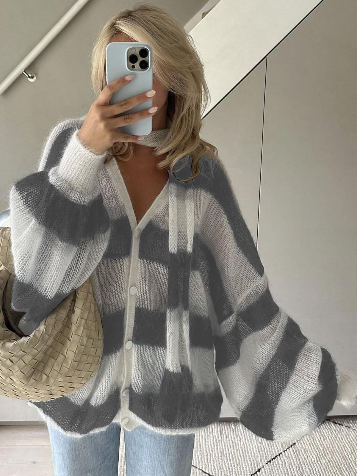 Cardigan ampio a righe Christel