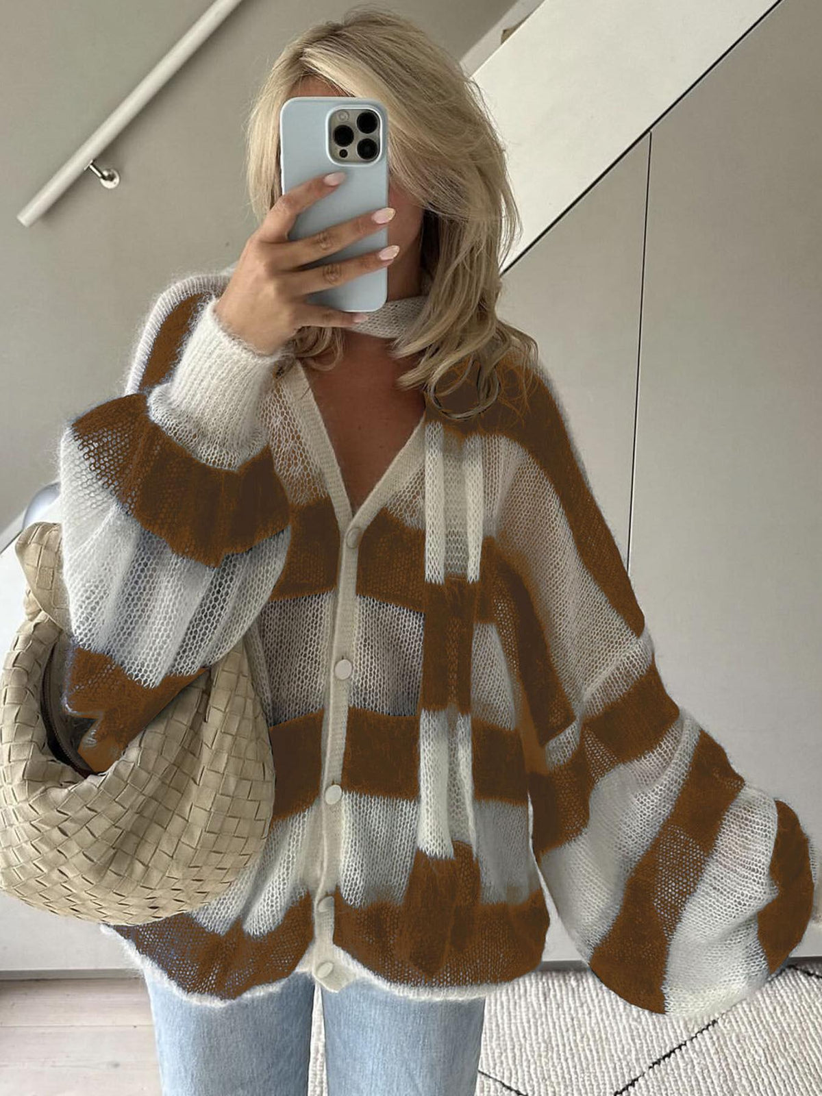 Cardigan ampio a righe Christel