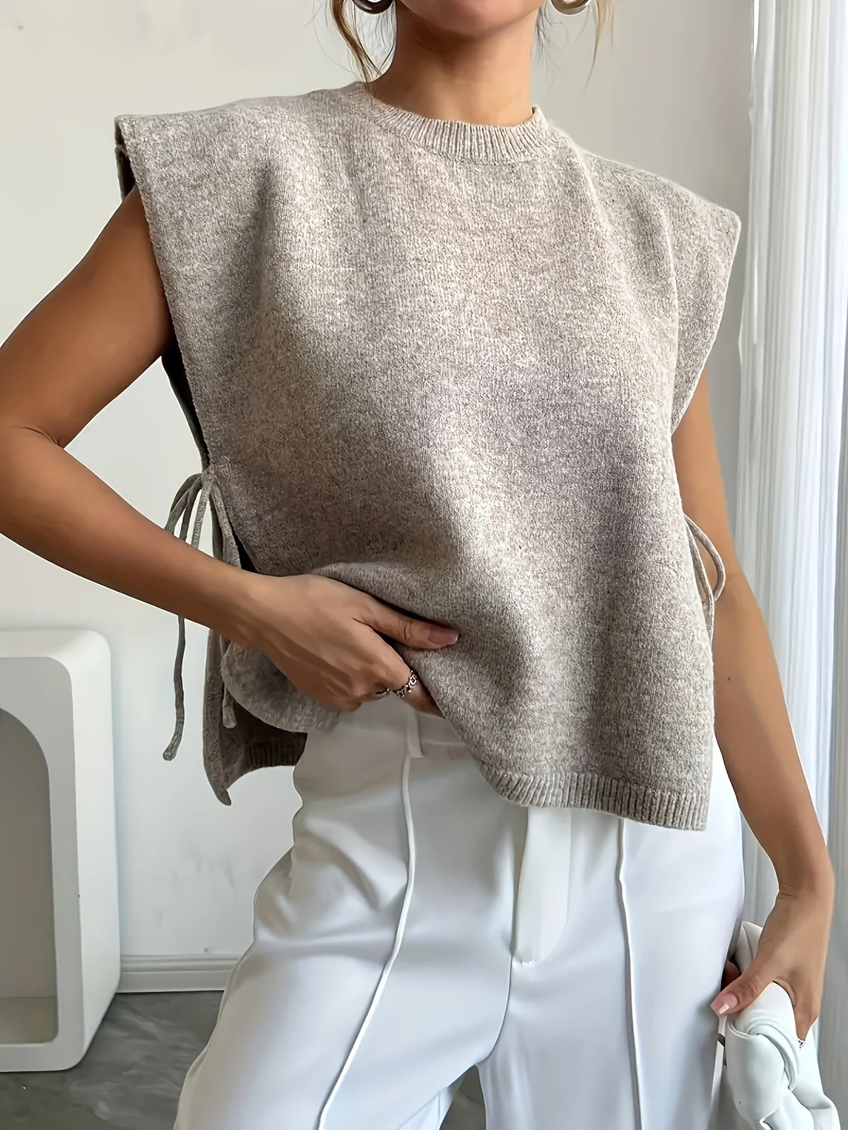 Top in maglia Clara con nodo laterale