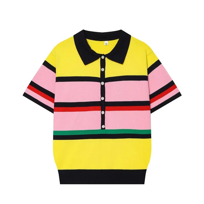 Top polo in maglia con blocchi di colore Claudia