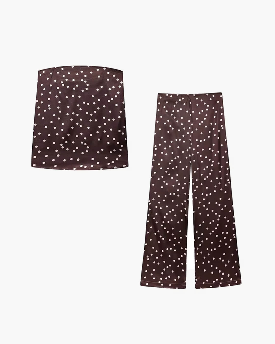 Completo pantalone Claudine in raso senza spalline