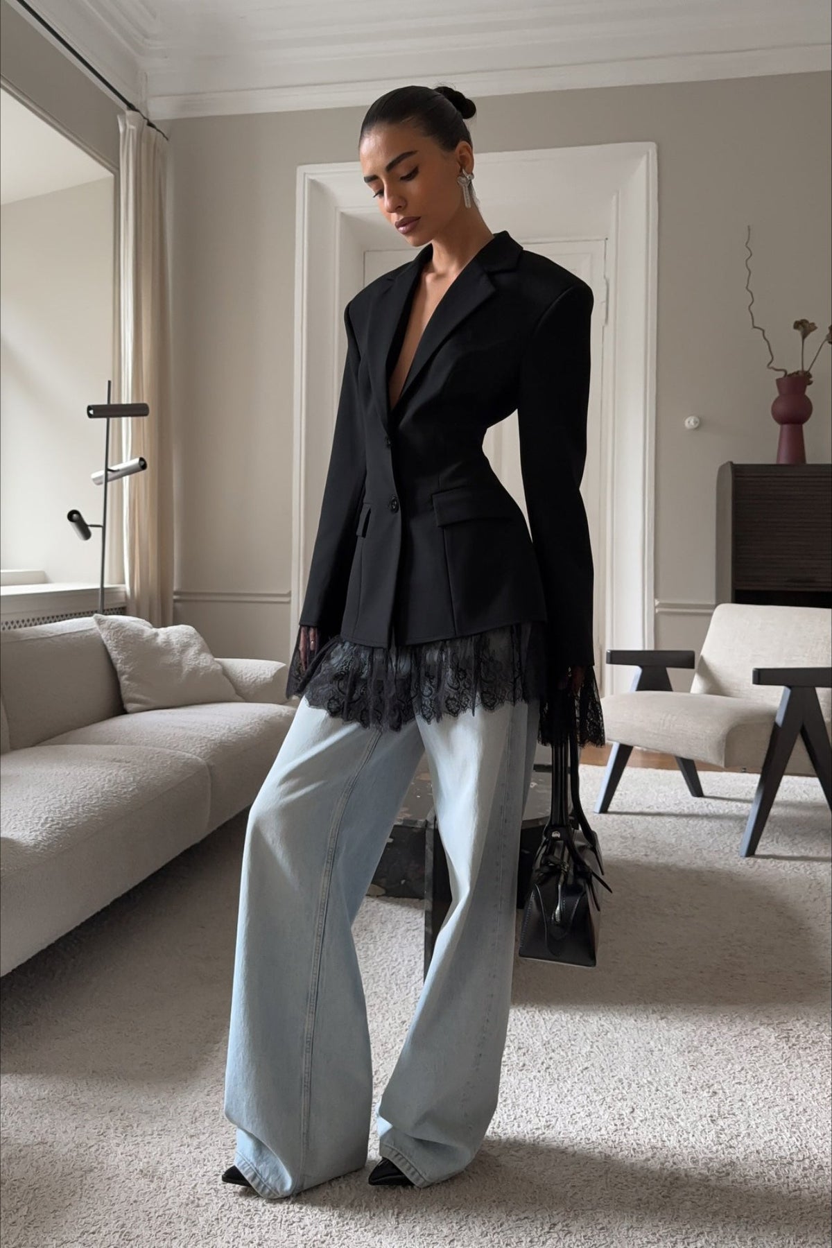 Blazer con bordi in pizzo Colbie