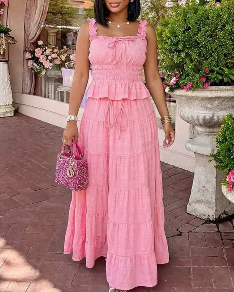 Completo boho Coralie con volant a due pezzi