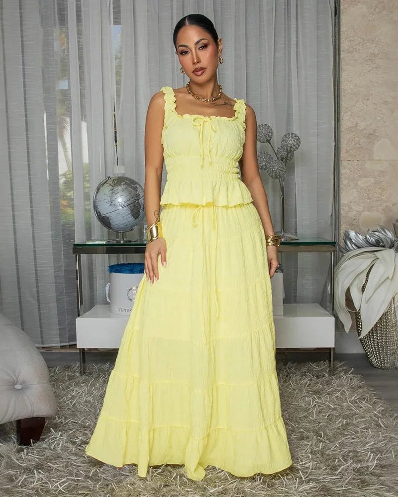 Completo boho Coralie con volant a due pezzi