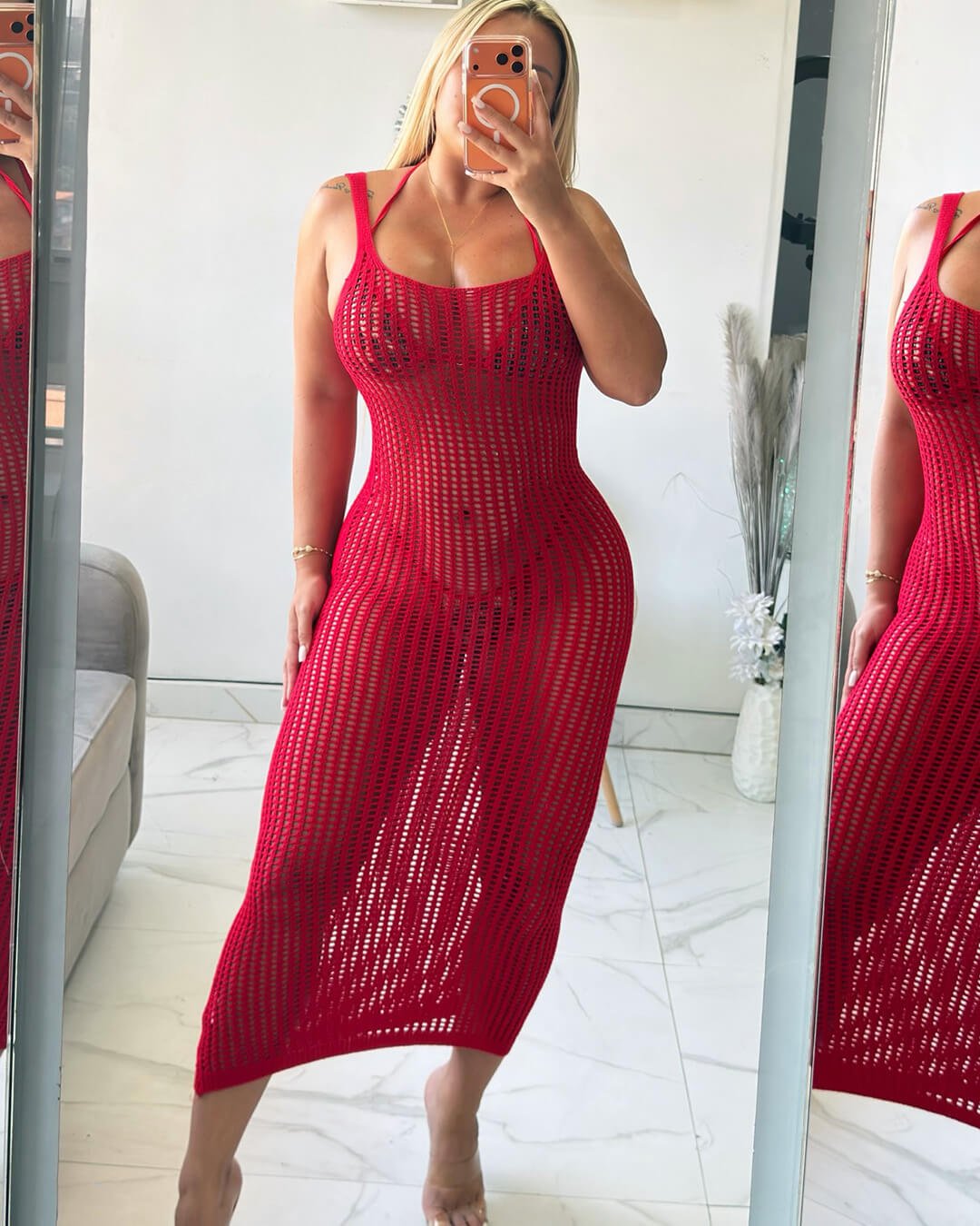 Beatrice Open Back Knitted Boho Cover Up Dress