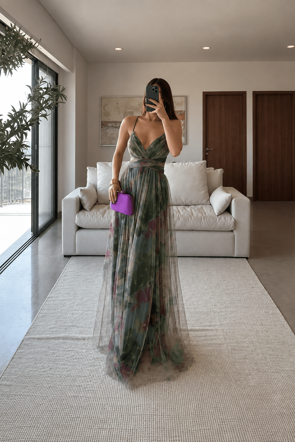Abito lungo Dahlia in tulle floreale