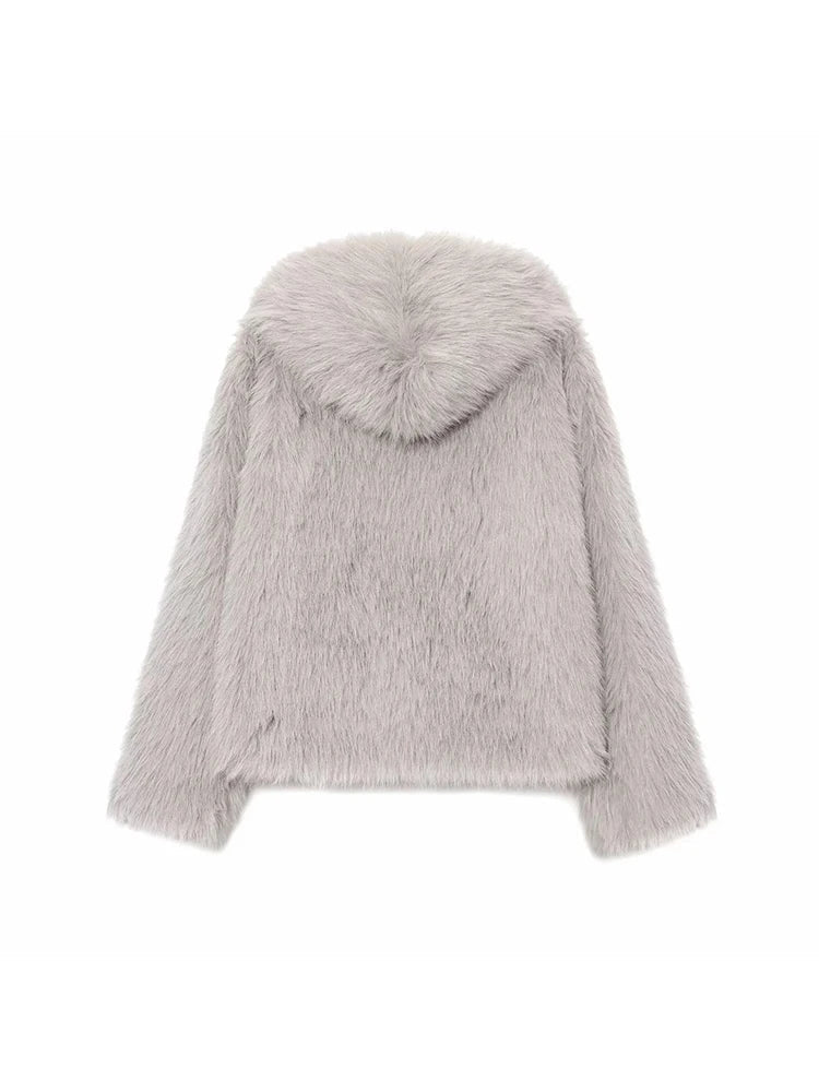 Giacca con cappuccio in ecopelliccia Dana