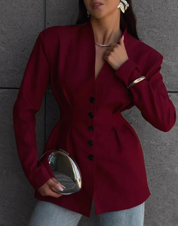 Blazer sagomato senza colletto Daniela