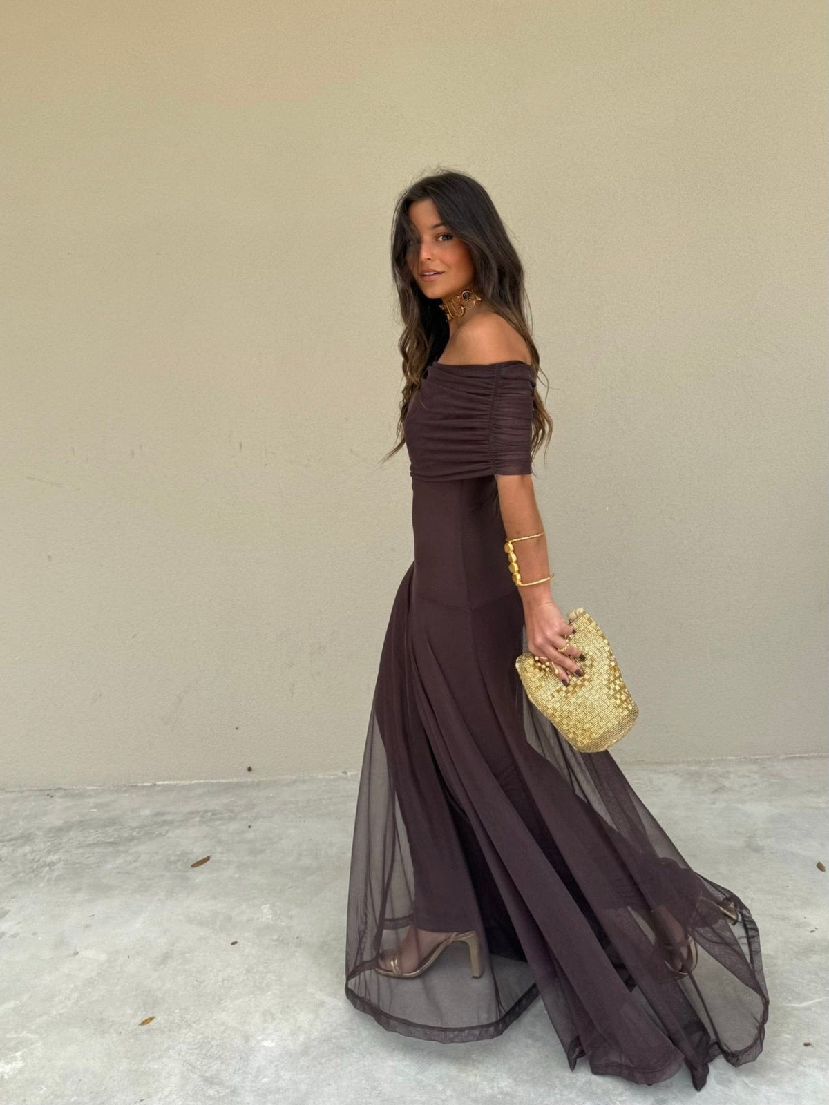 Abito lungo in mesh Daniella