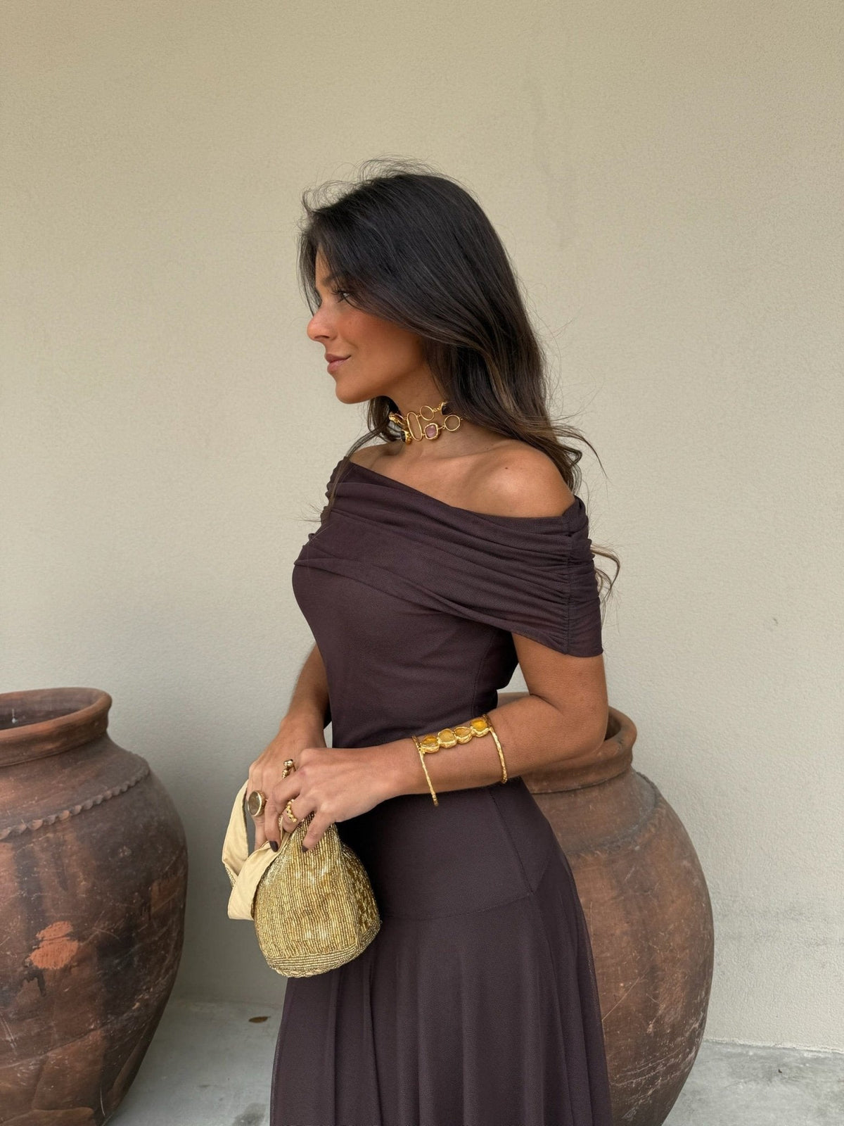 Abito lungo in mesh Daniella