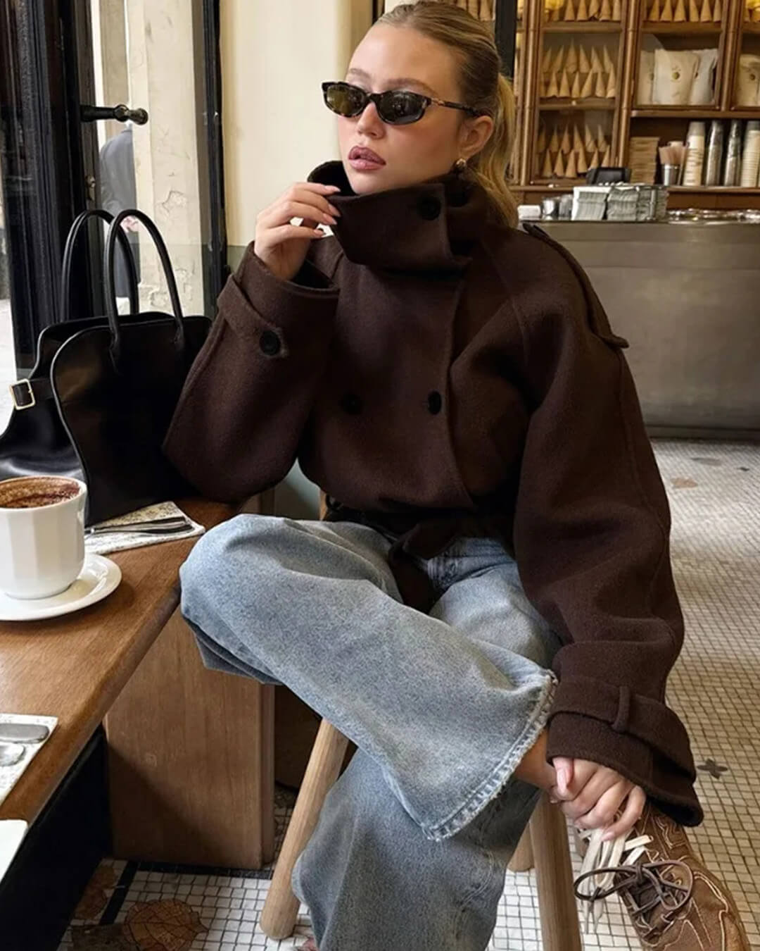 Trench corto con colletto rialzato Debbie