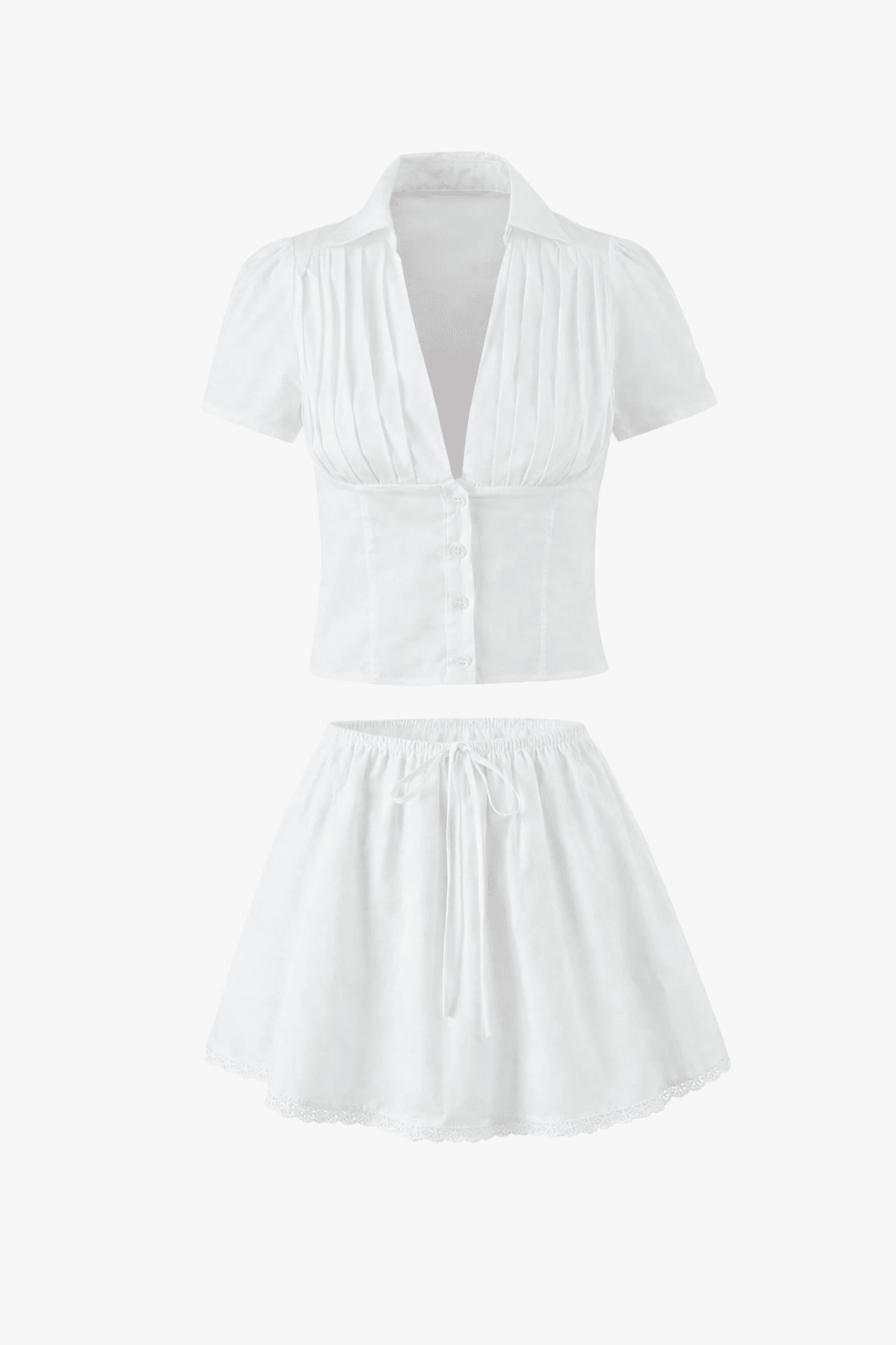 Completo Delia con minigonna Kawaii e scollo profondo