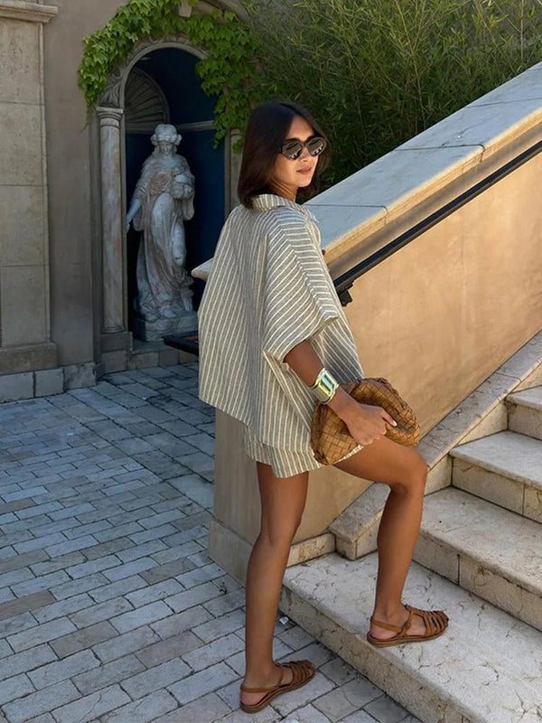 Completo di pantaloncini a righe Denise