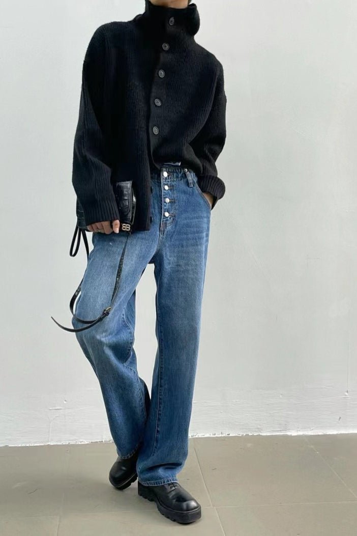 Cardigan a coste con collo a imbuto Donna