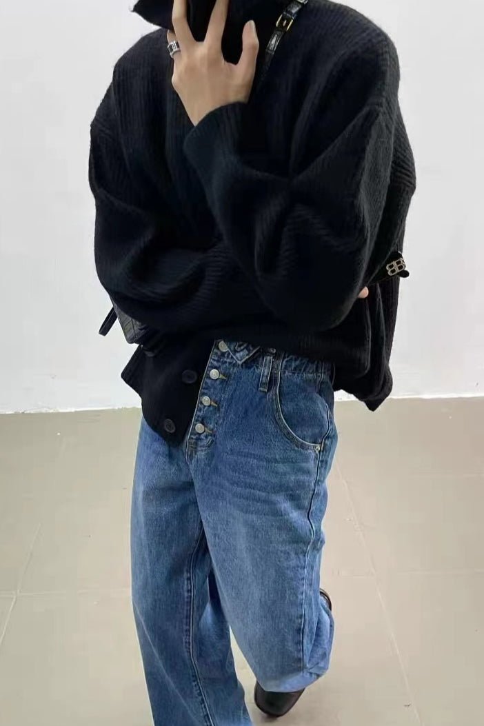 Cardigan a coste con collo a imbuto Donna