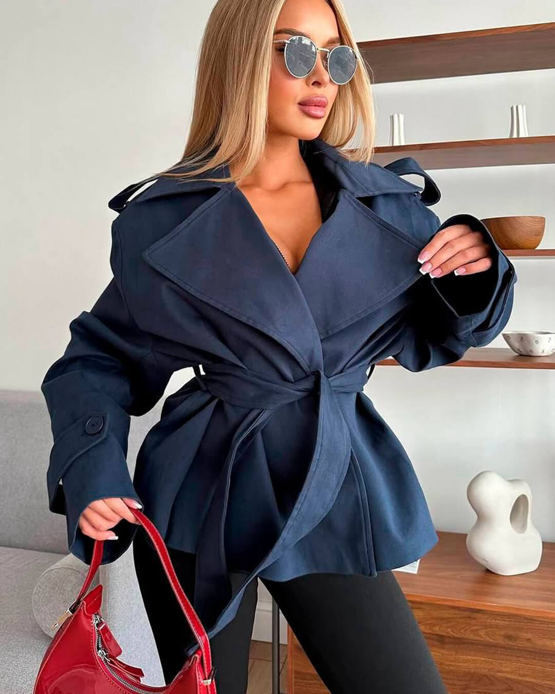 Cappotto trench corto con lacci Dorothy