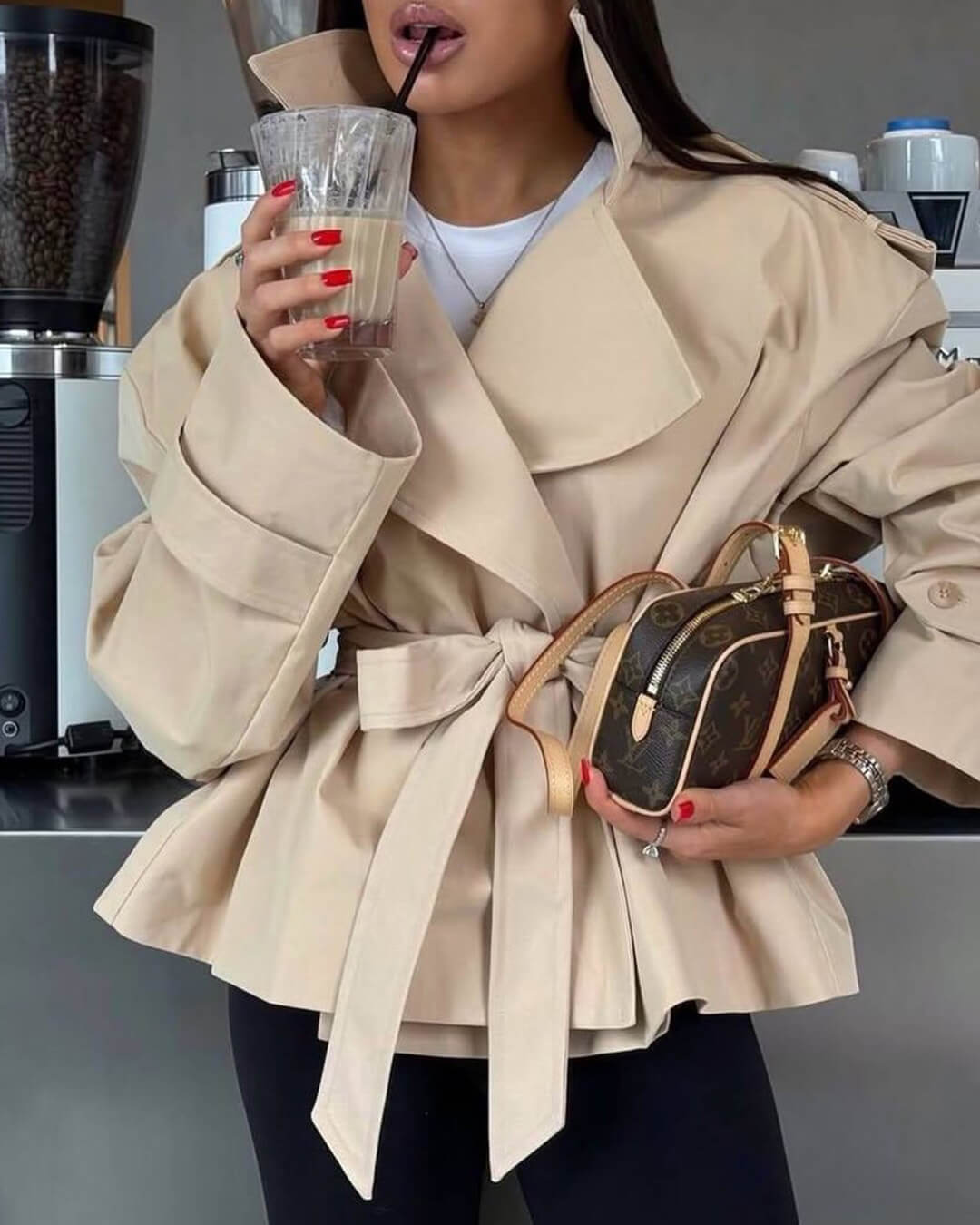 Cappotto trench corto con lacci Dorothy
