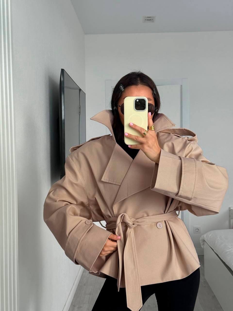 Cappotto trench corto con lacci Dorothy