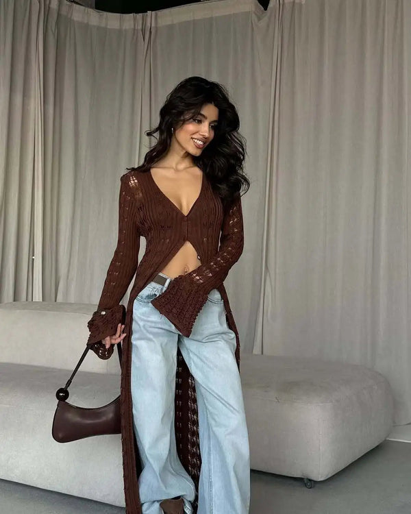 Cardigan Elena in maglia traforata