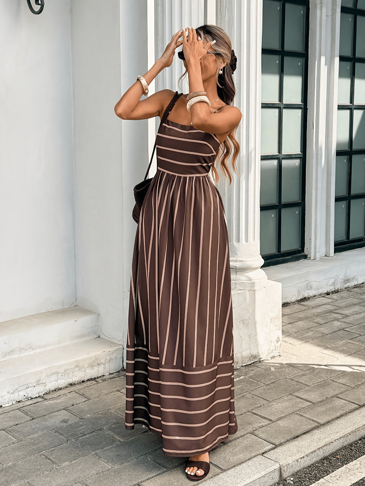 Elena Striped Linen Slip Dress