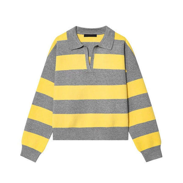 Maglione Elena a righe con collo polo