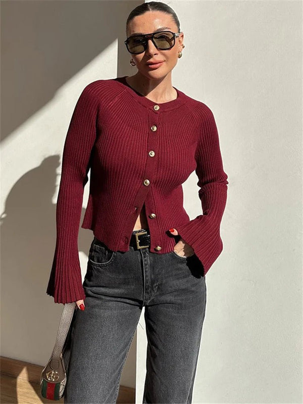 Cardigan Eloisa in maglia a coste e maniche lunghe