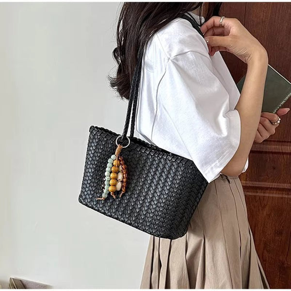Borsa tote intrecciata in paglia Emma