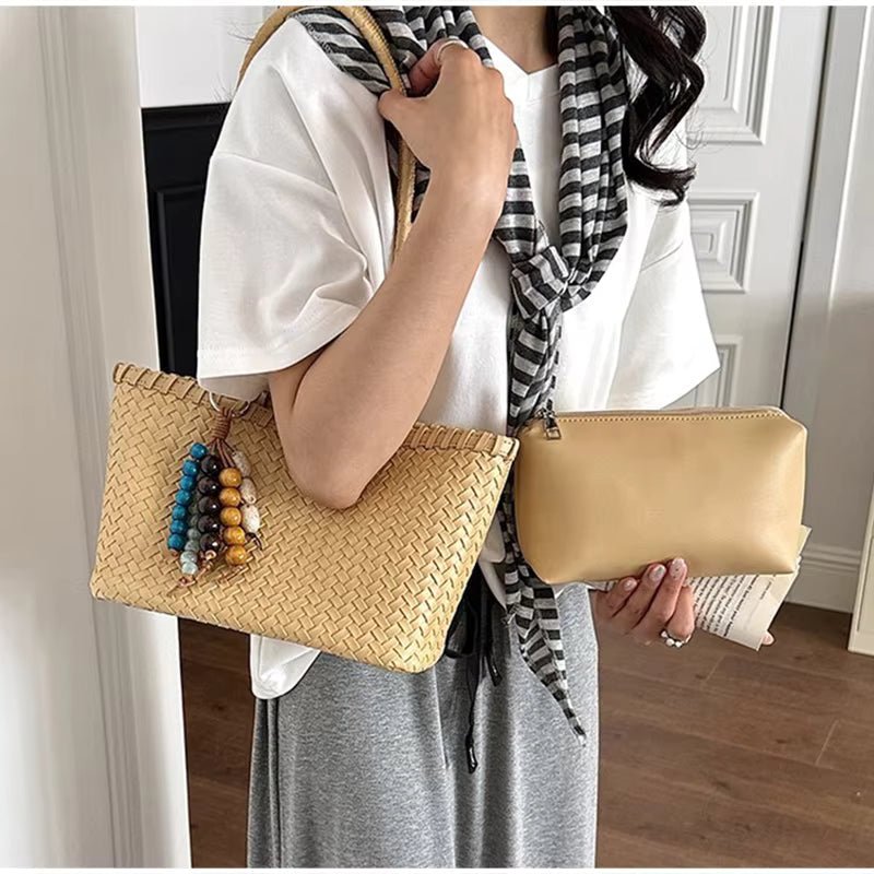 Borsa tote intrecciata in paglia Emma