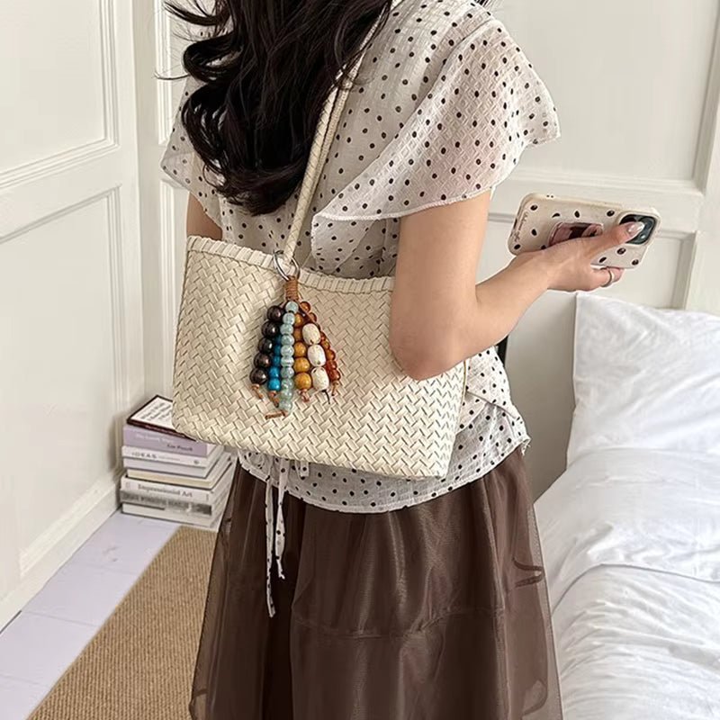 Borsa tote intrecciata in paglia Emma