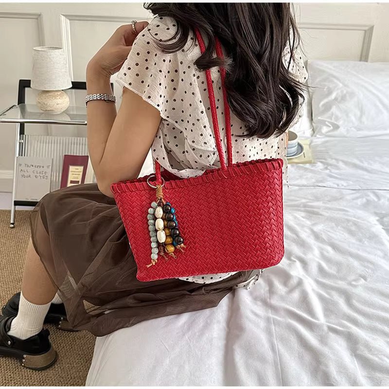 Borsa tote intrecciata in paglia Emma
