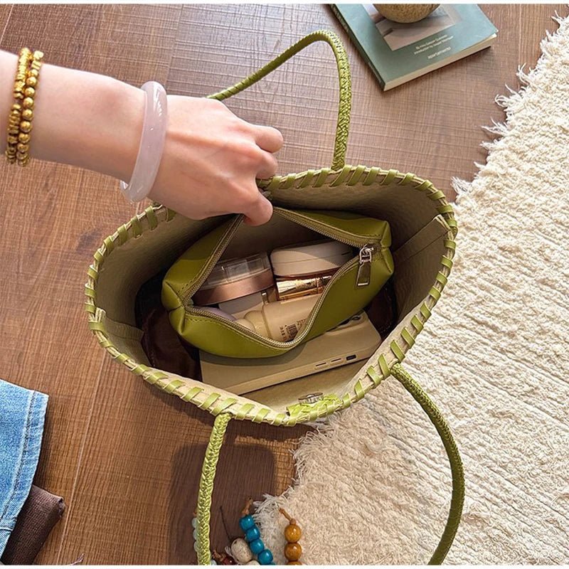 Borsa tote intrecciata in paglia Emma