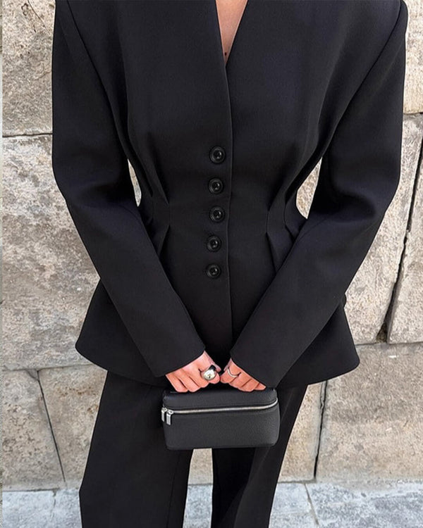 Blazer Empress con vita arricciata e scollo a V
