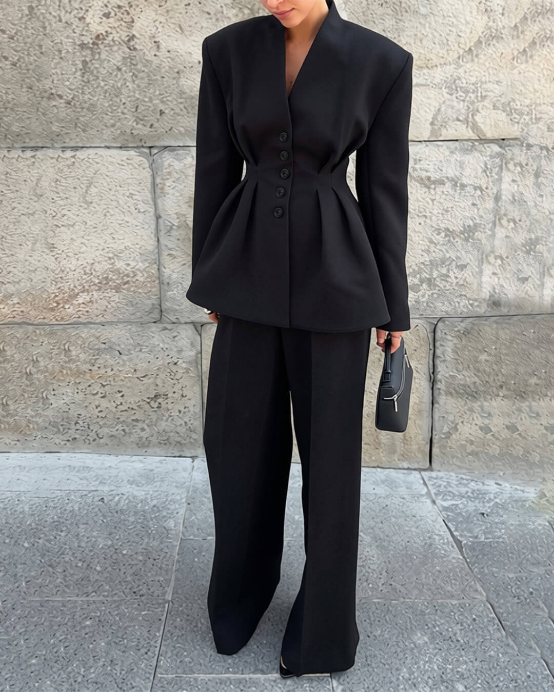 Blazer Empress con vita arricciata e scollo a V