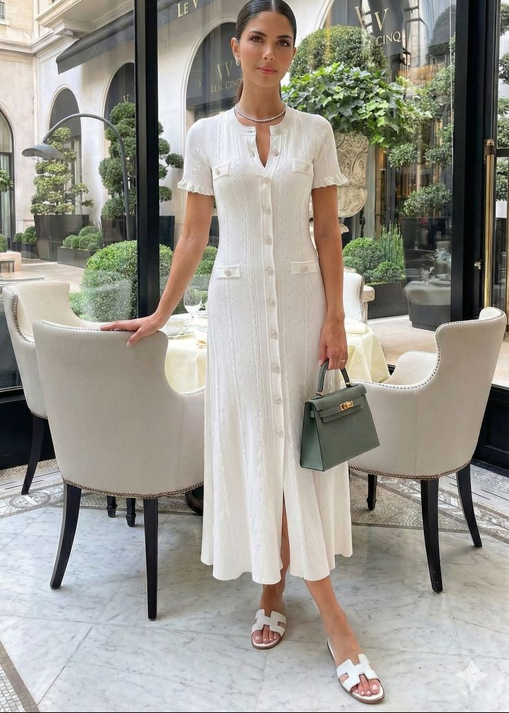 Abito midi in maglia con bottoni sul davanti Erlinda