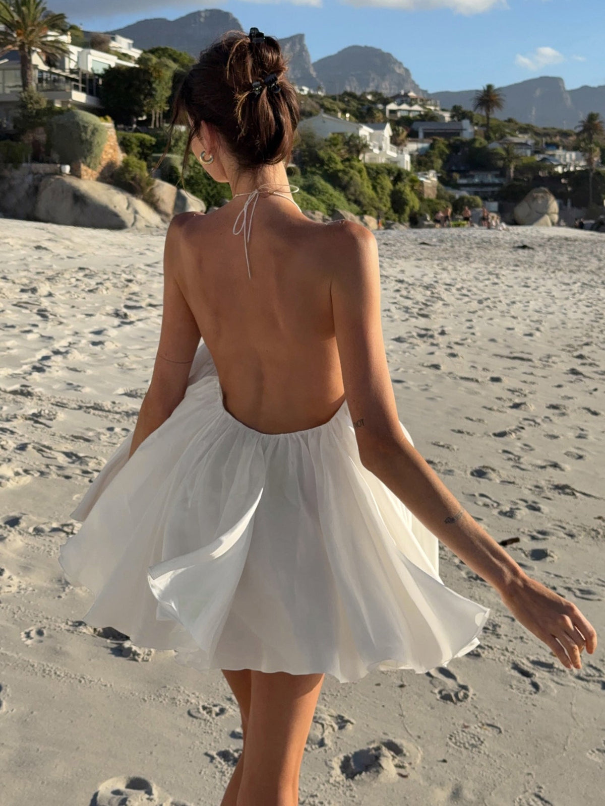 Evelyn Halter Backless Beach Dress